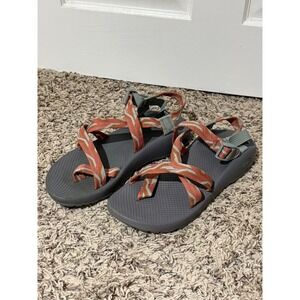 Chaco Sandals Women Gray Coral Zigzag Straps Adjustable Outdoor Beach Size 11